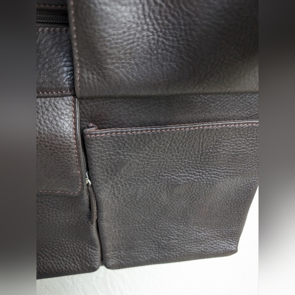BOSCA Brown Soft Leather Zip Around Briefcase Messenger Bag Adjustable Strap - Picture 9 of 9